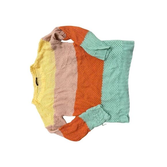 Women's Multicolor Striped Knit Pullover Sweater Size M Casual Fall - Picture 1 of 3